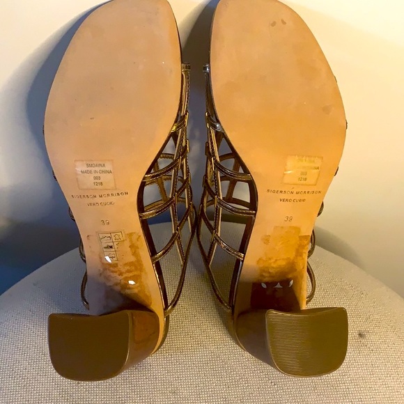 Sigerson Morrison Daina Cage Gold/Bronze Mettalic Heels - Picture 7 of 9